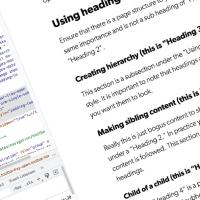 Screenshot showing different heading examples