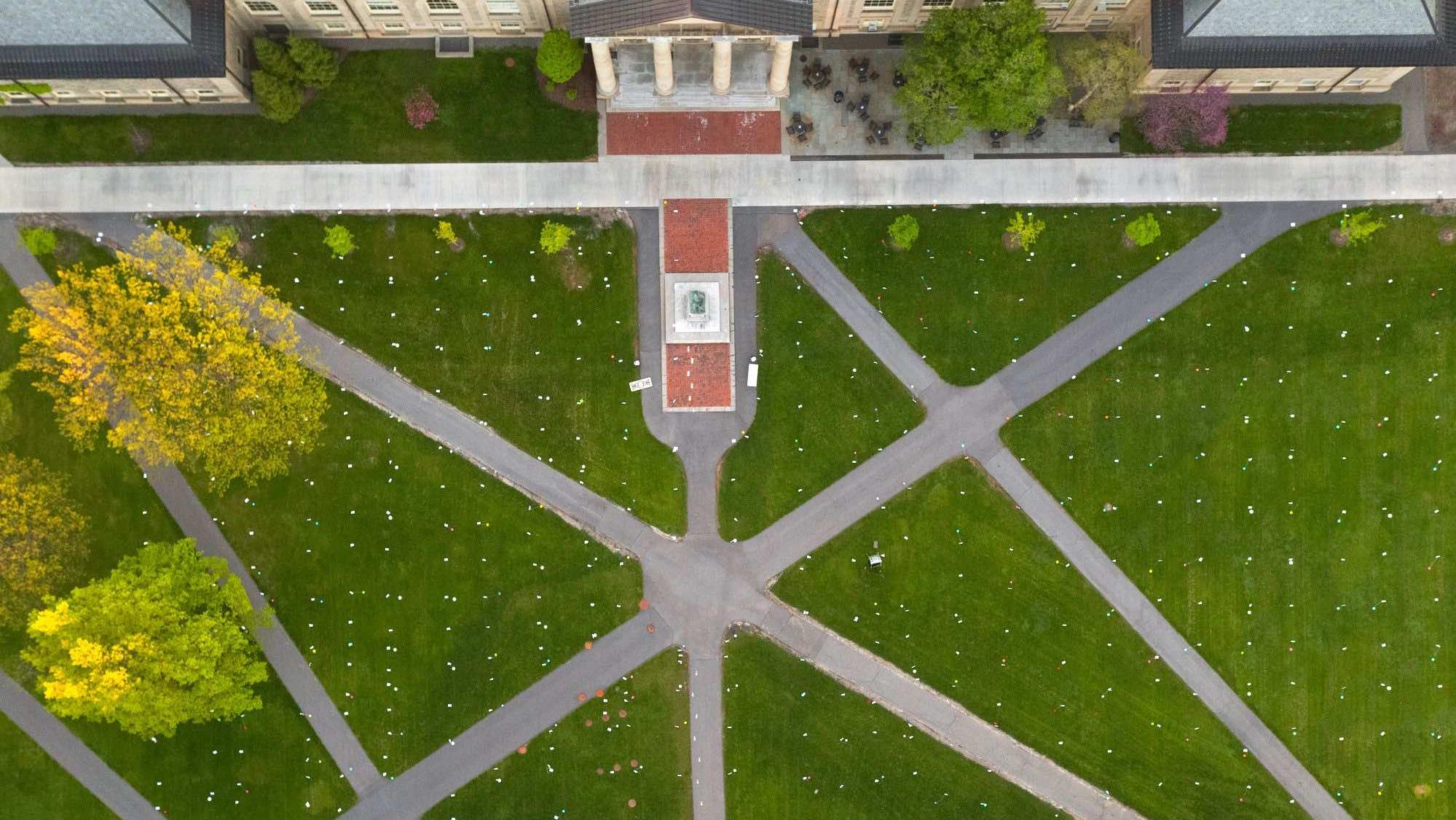 Arial view of quad